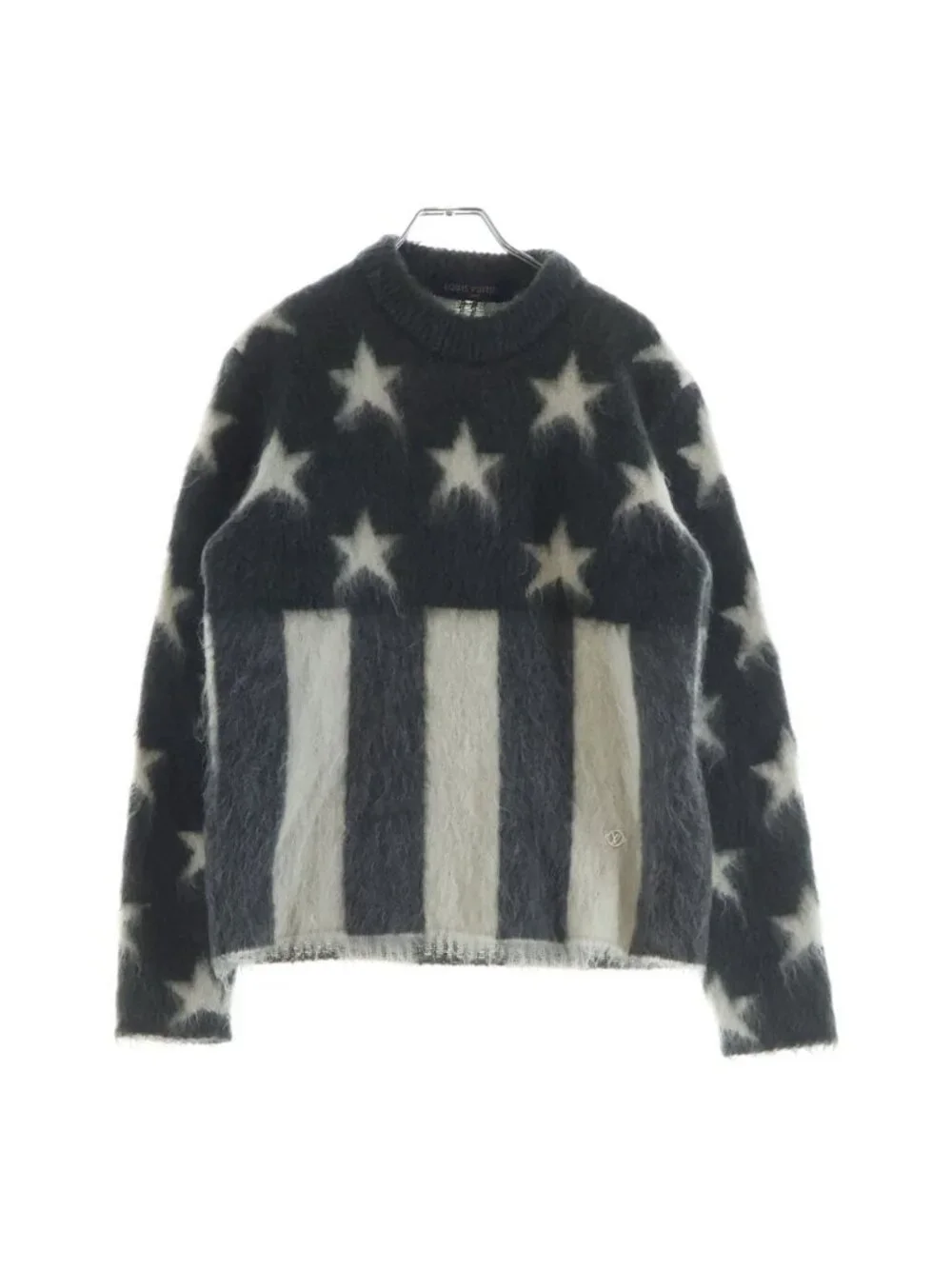 Louis Vuitton Usa Flag Mohair Jacquard Knit Sweater White Gray